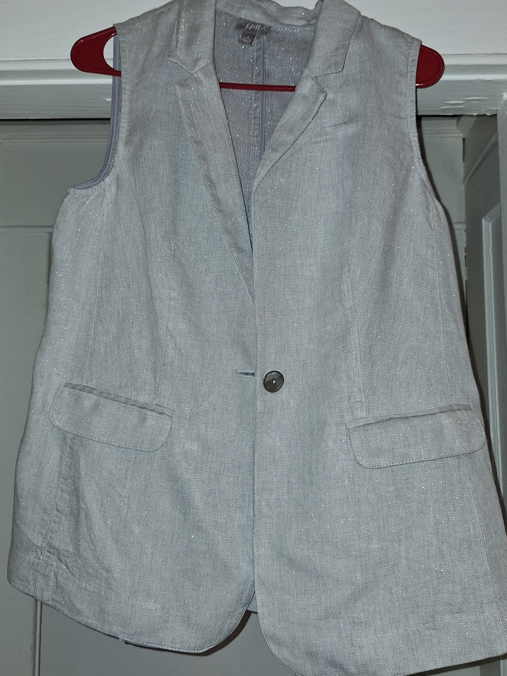 J. Jill Light Gray Sleeveless Linen Blend Vest